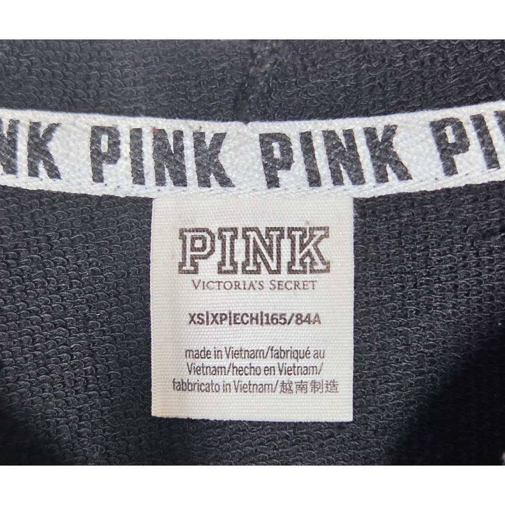 Victoria's Secret PINK Y2K LOVE PINK Sequined Dog Bling Zip Hoodie Black XS Rare - Picture 6 of 10